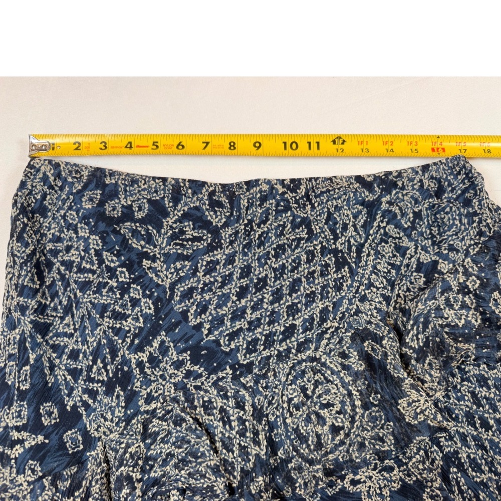 Lauren Ralph Lauren Silk Ruffle Tier Paisley Mini/Midi Skirt Navy Blue Cream L - Picture 6 of 9